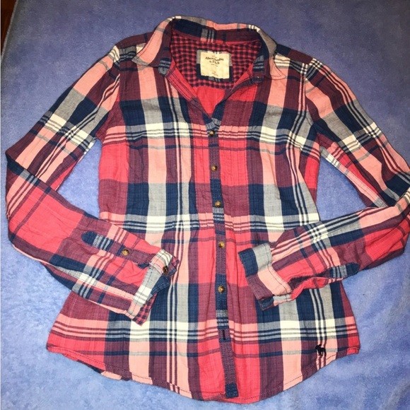 ♥️HP♥️Abercrombie and Fitch plaid button up - Picture 1 of 5